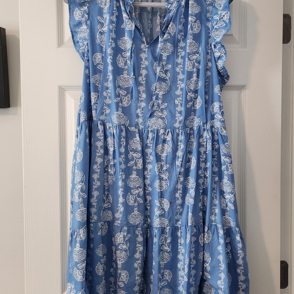 Time and Tru Blue and White Floral Kids Dress